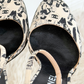 *Rare!* Vintage 2003 Chanel Black Cream D'orsay Print Round Toe Ankle Strap Heels (39)
