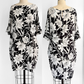 Max Mara Studio Black White Silk Floral Shift Dress (US 12)
