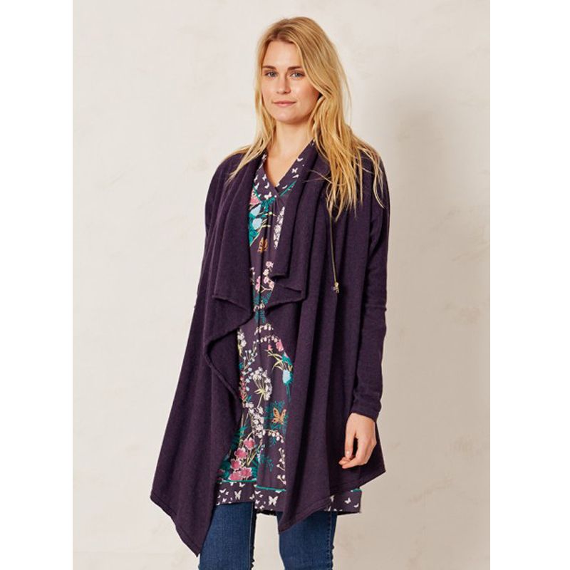 Braintree Purple Organic Cotton & Wool Zip Draped Cardigan (S)