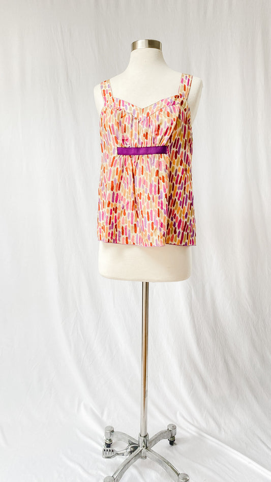 Anna Sui for Anthropologie Silk Print Sleeveless Top