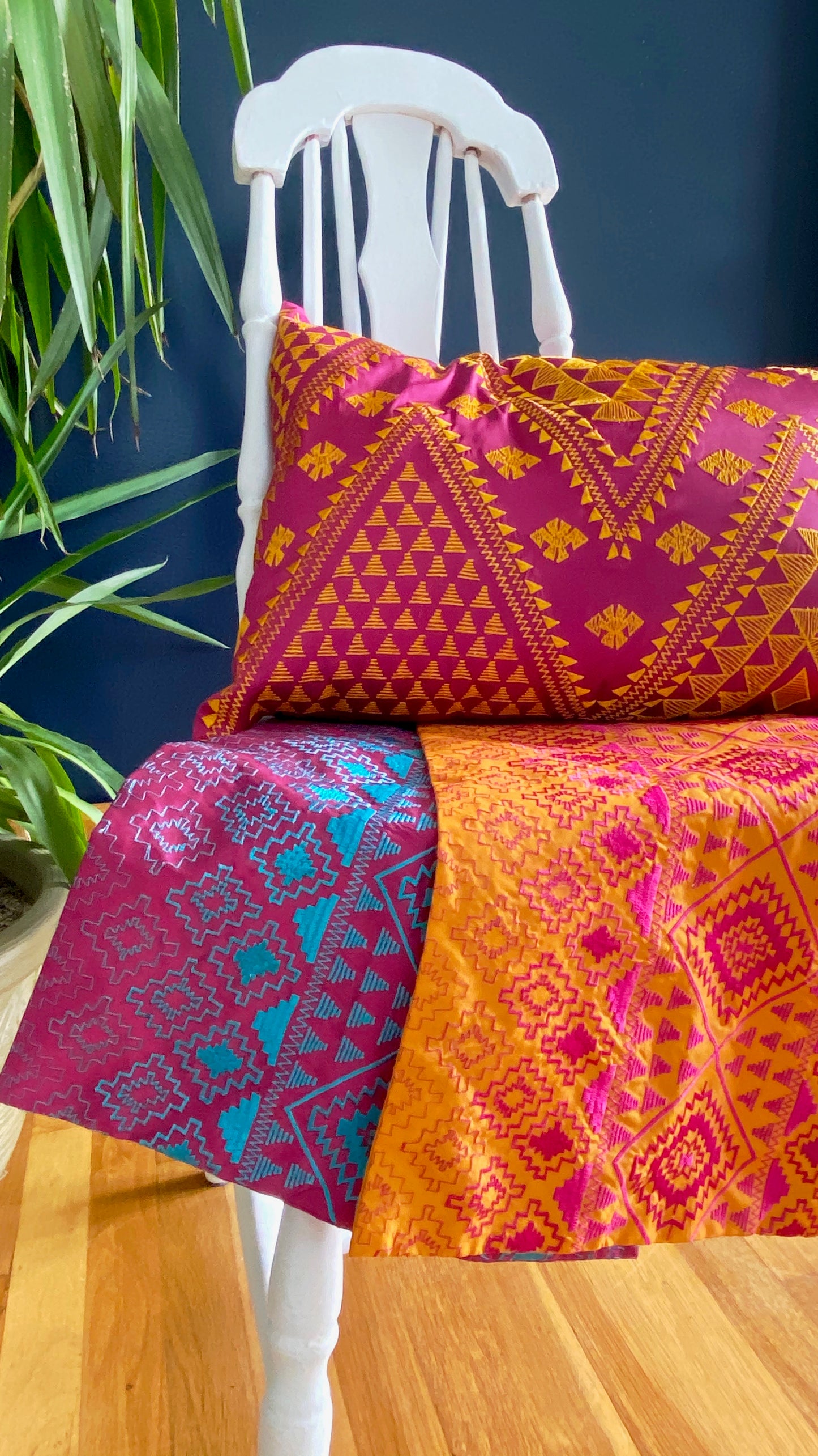 Handmade Kilim Embroidered Pillow Cover / 3 colors