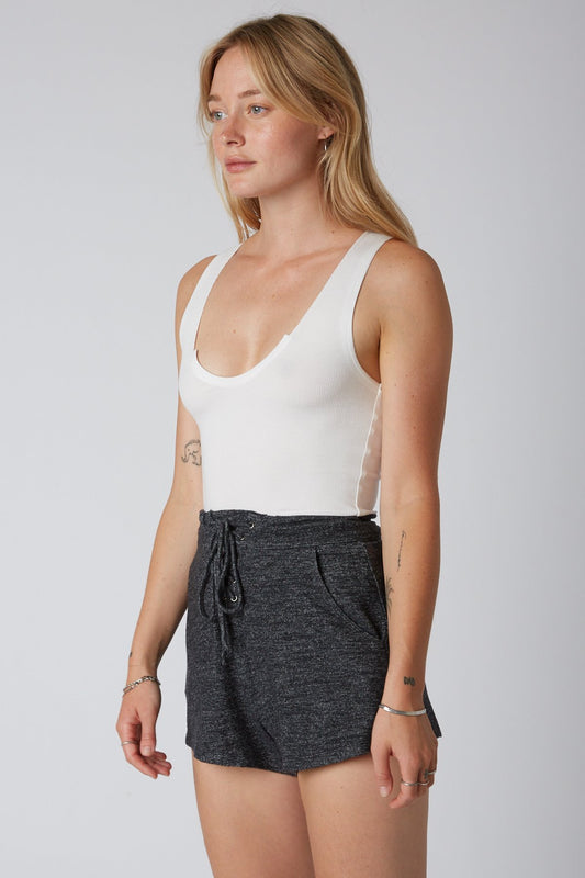 Charcoal Lace Up Relaxed Shorts (S/M/L)