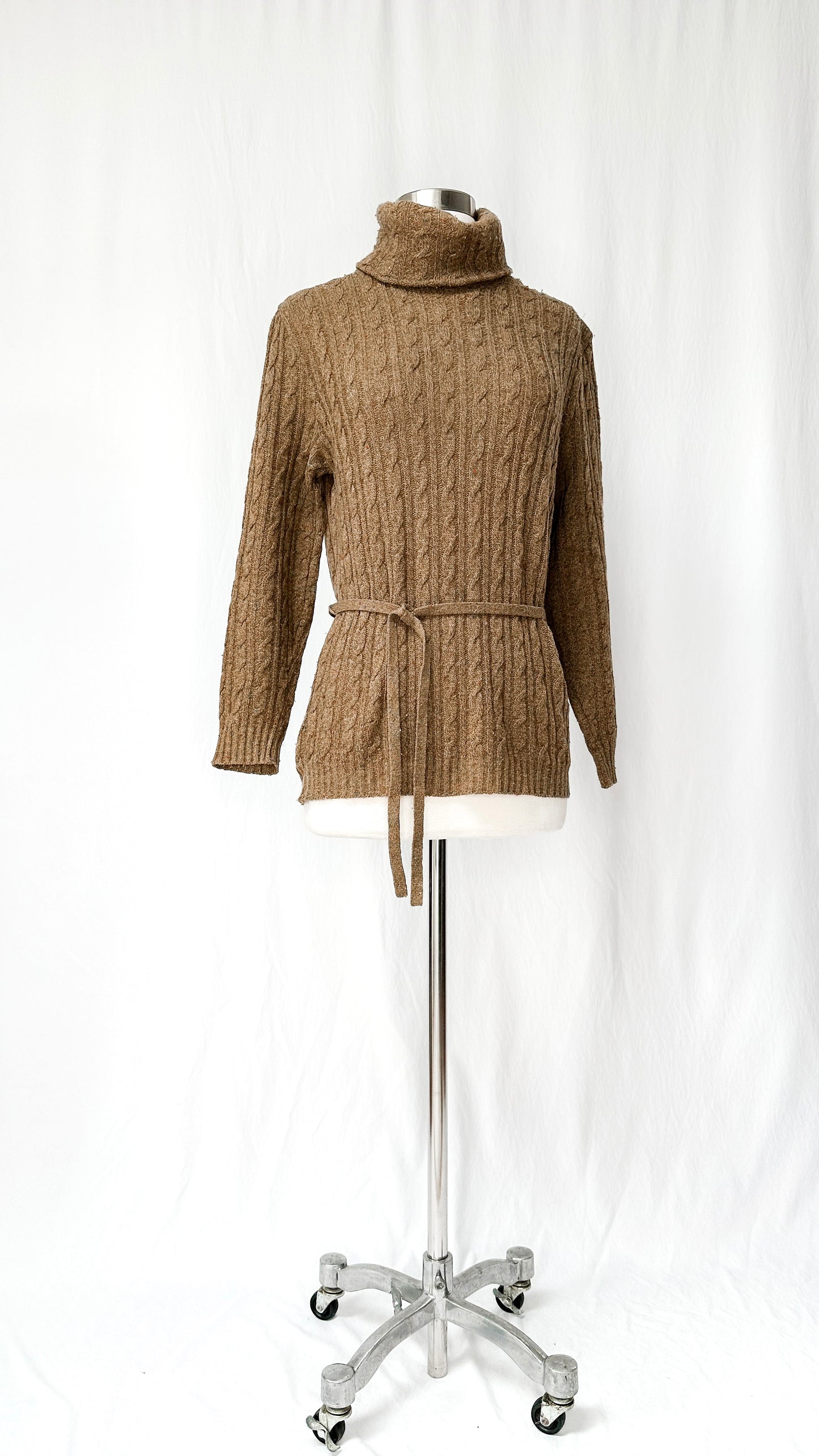 Vintage 70’s Jaeger Brown Lambswool Knit Belted Top (M)