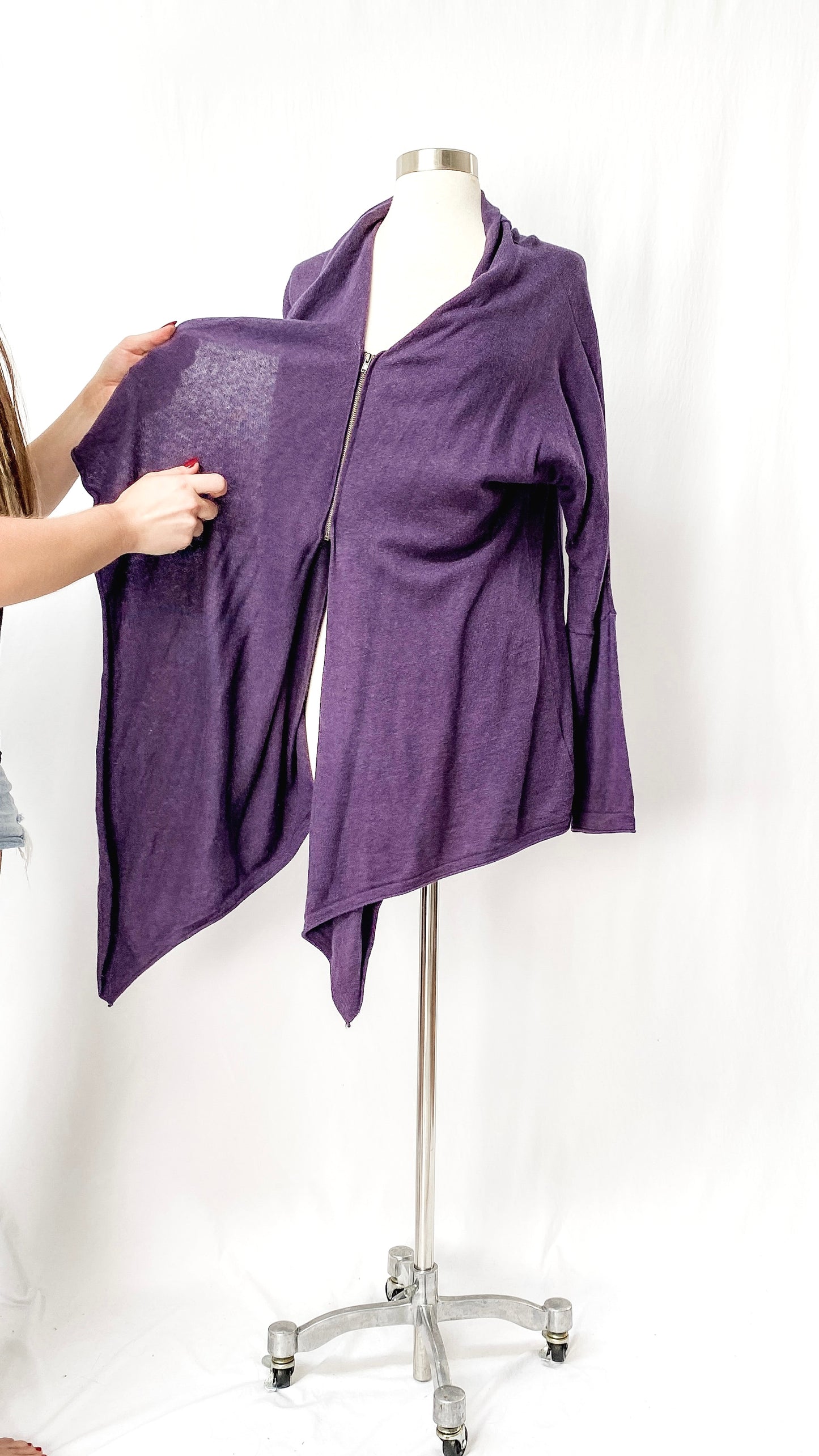 Braintree Purple Organic Cotton & Wool Zip Draped Cardigan (S)