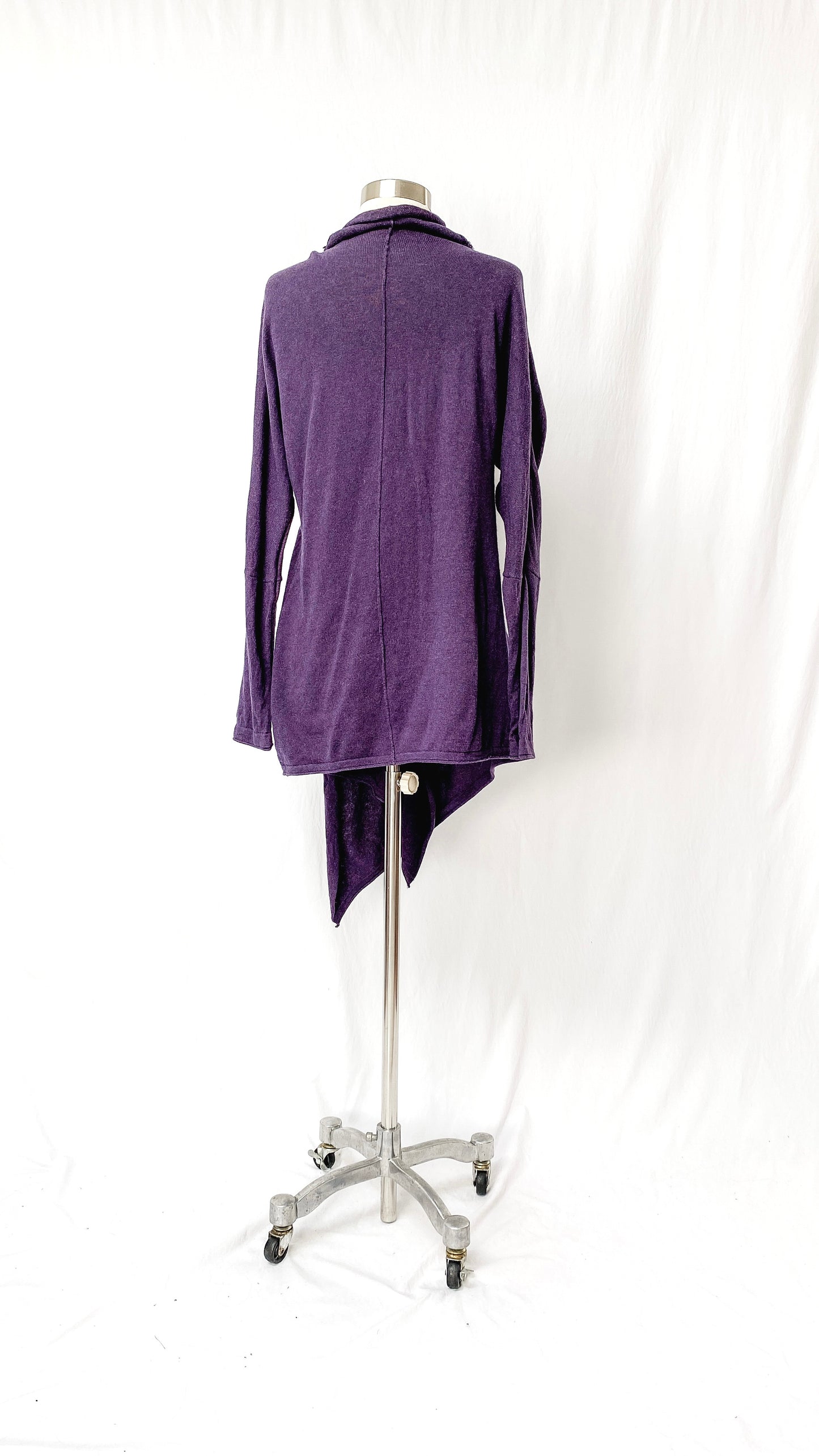 Braintree Purple Organic Cotton & Wool Zip Draped Cardigan (S)