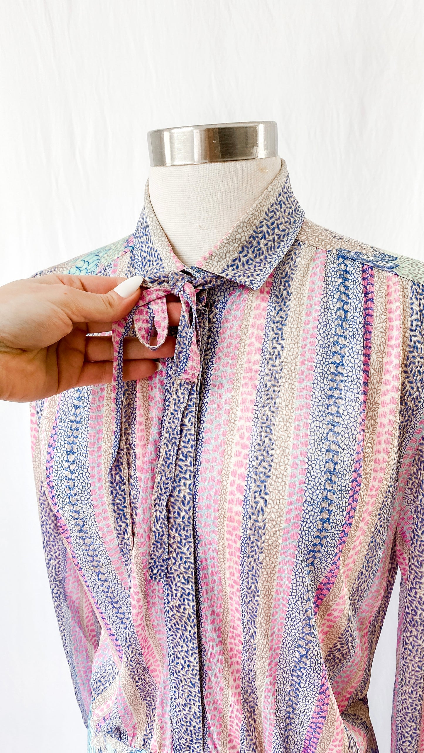 Vintage 70’s création Avance Pink & Aqua Dress (6/8)