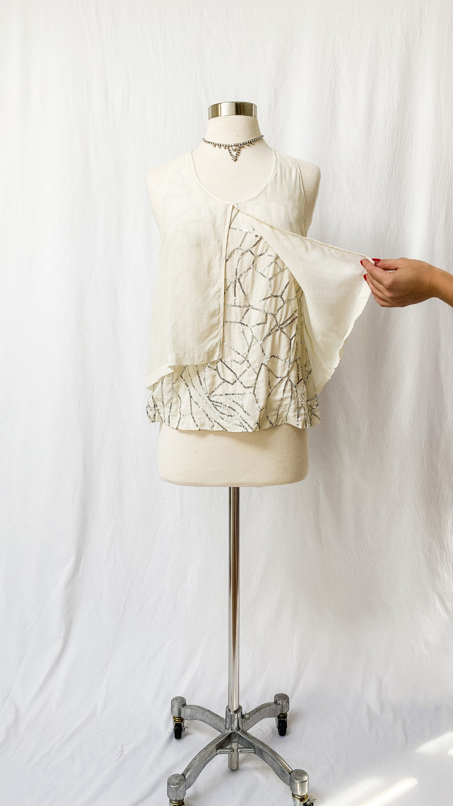 Robert Rodriguez Ivory Silk & Sequin Layer Top (4)