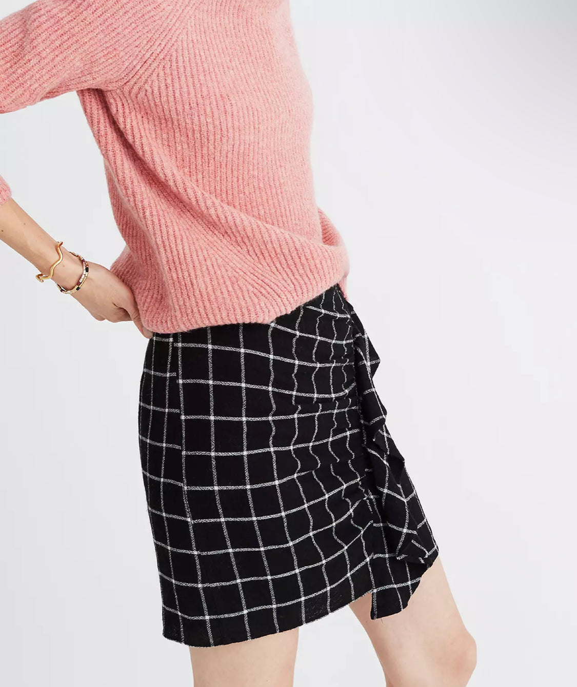 Madewell Windowpane Ruffle Skirt (4)