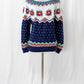 Vintage 90’s Navy & Flower Knit Cozy Pullover Sweater