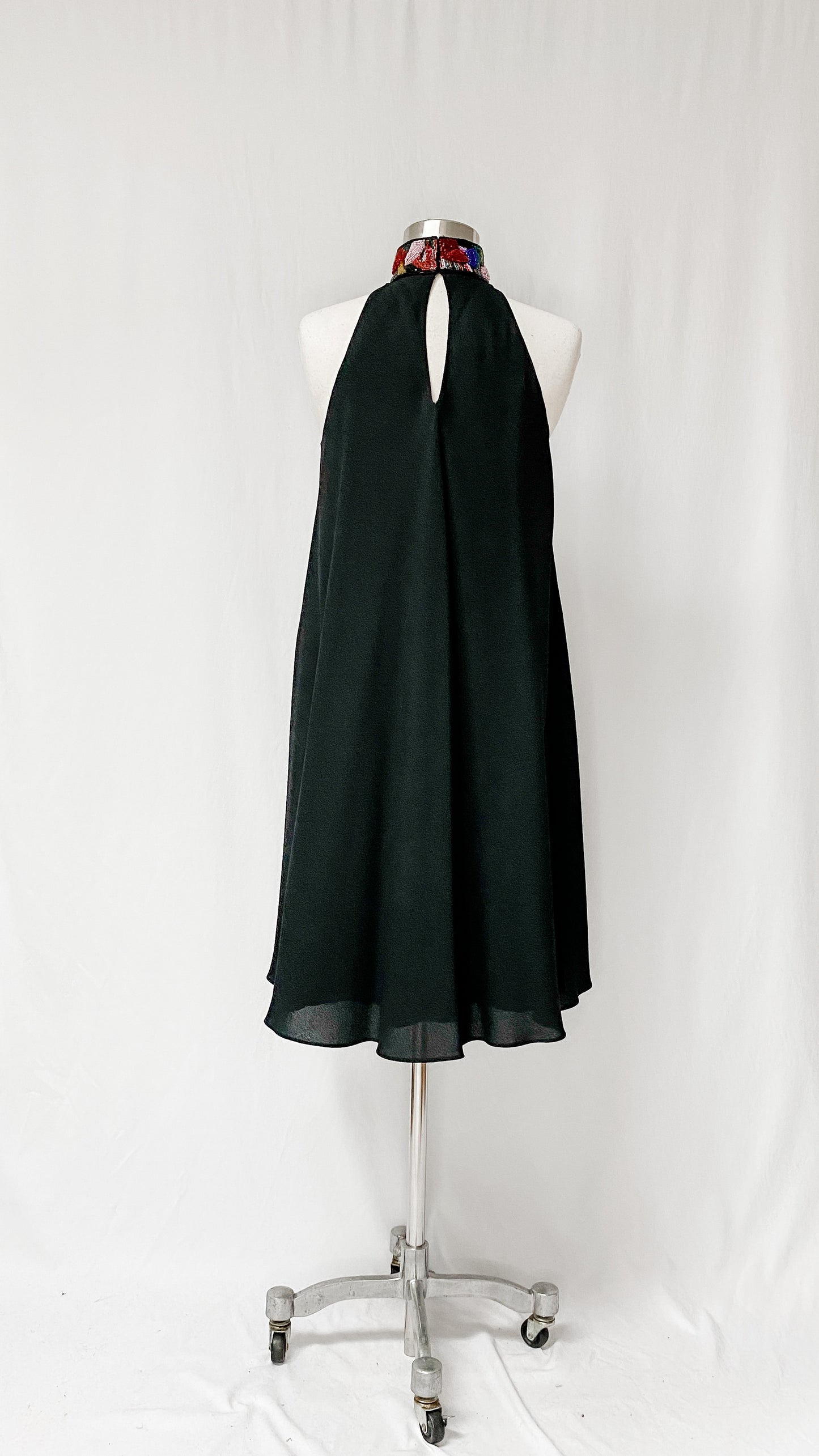 Vintage Black & Embellished Mock Neck Dress (4/6)