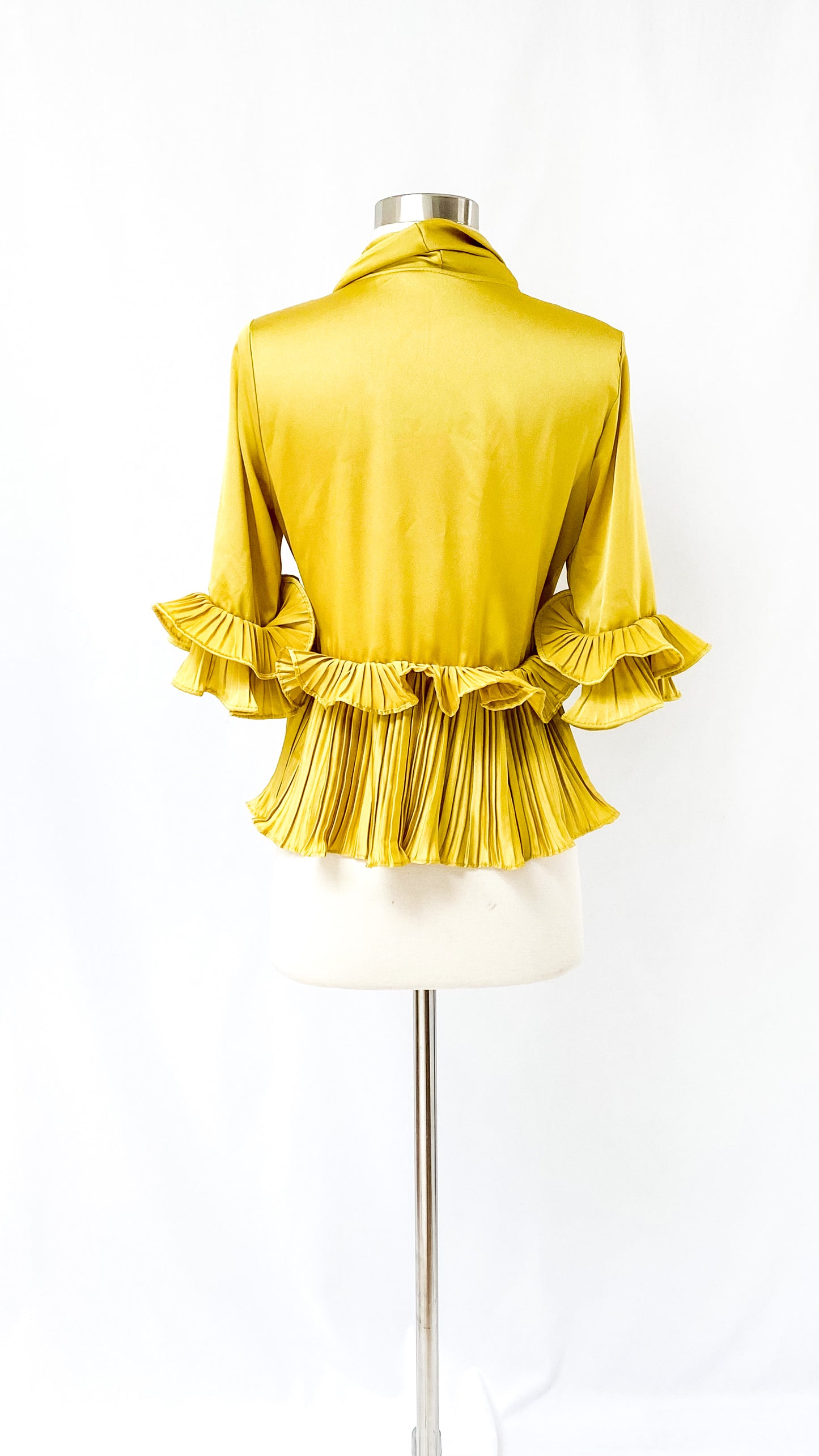 Parker Yellow Ruffled Pleat Wrap Top (S/M)