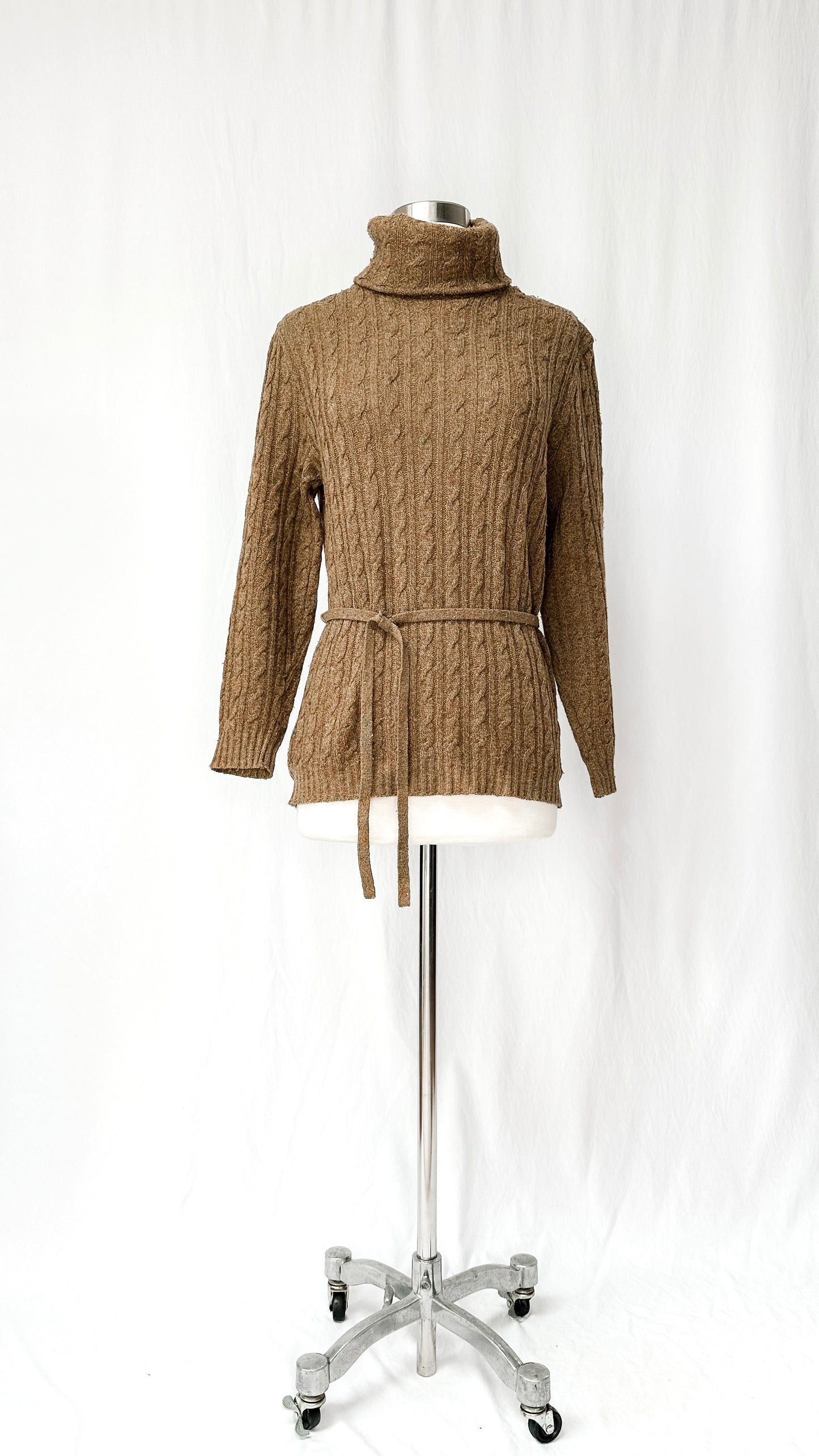 Vintage 70’s Jaeger Brown Lambswool Knit Belted Top (M)