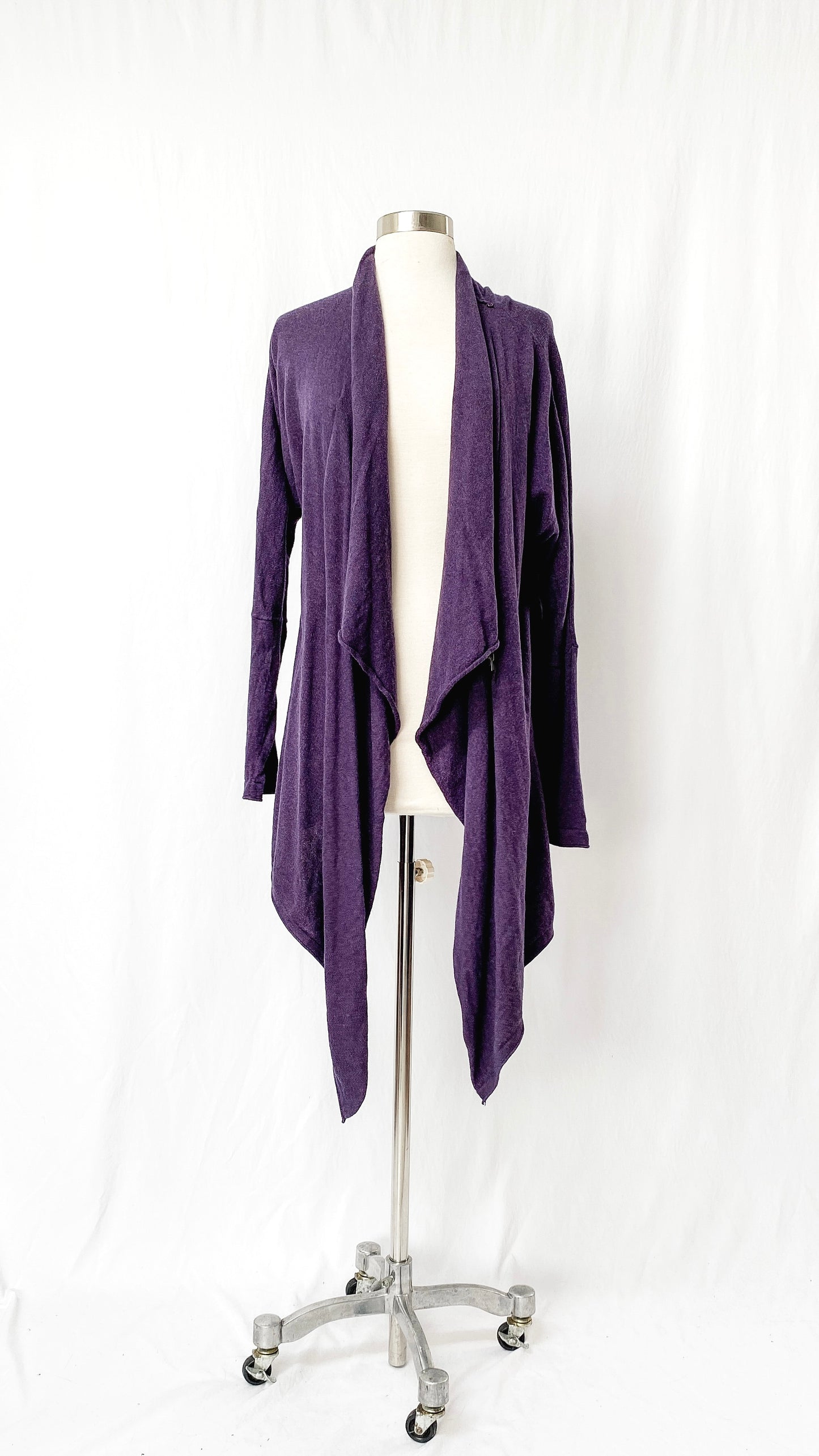 Braintree Purple Organic Cotton & Wool Zip Draped Cardigan (S)