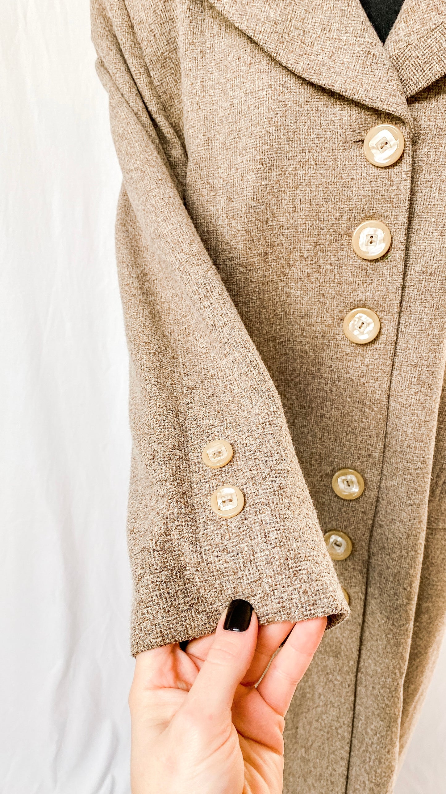 Vintage Brown Bow Winter Long Coat (XL/XXL)