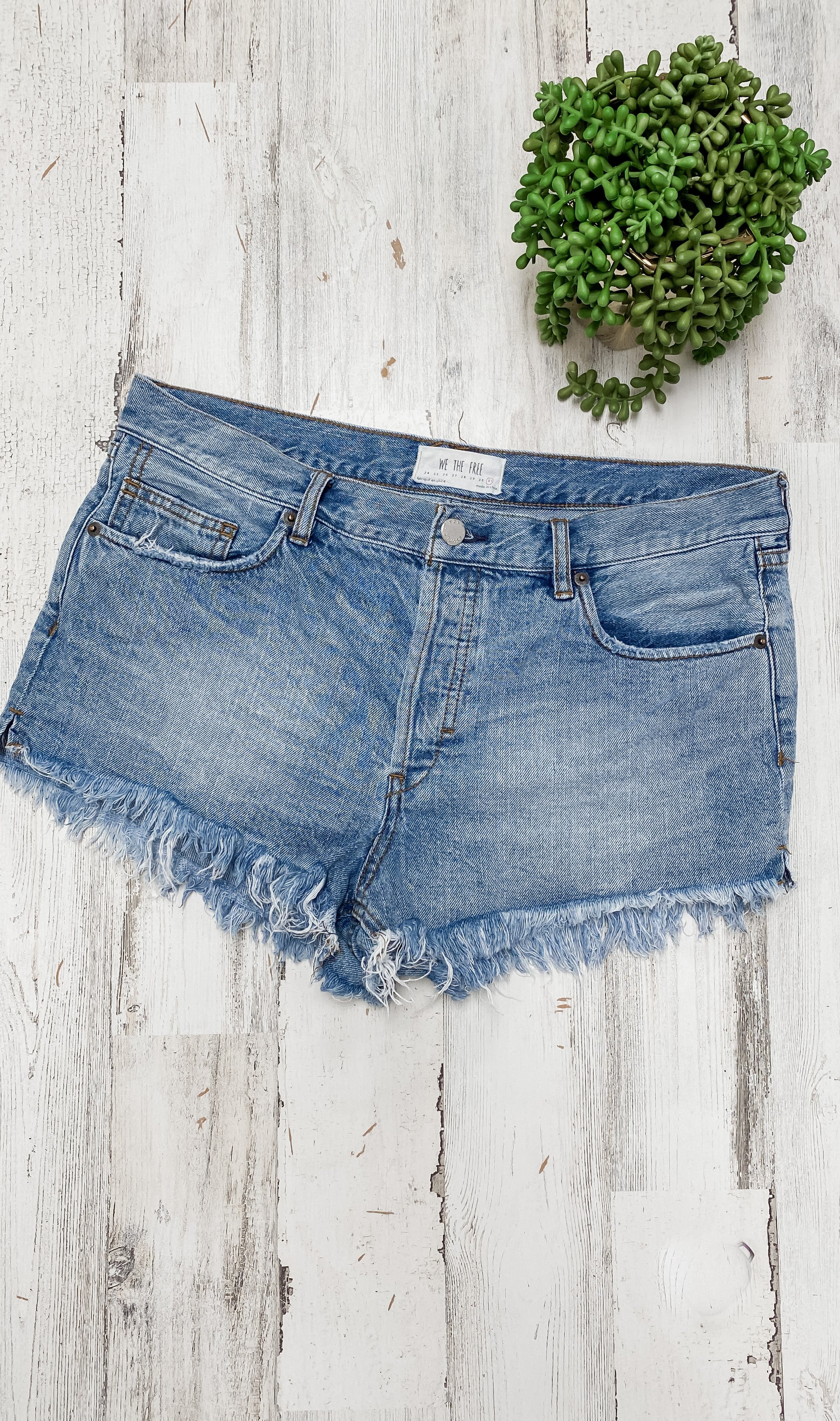 Free People Button Fly Cut Off Jean Shorts (31 or 8)