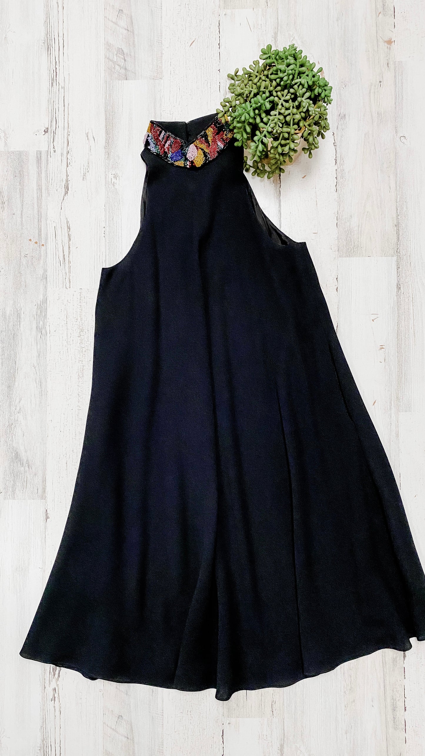 Vintage Black & Embellished Mock Neck Dress (4/6)