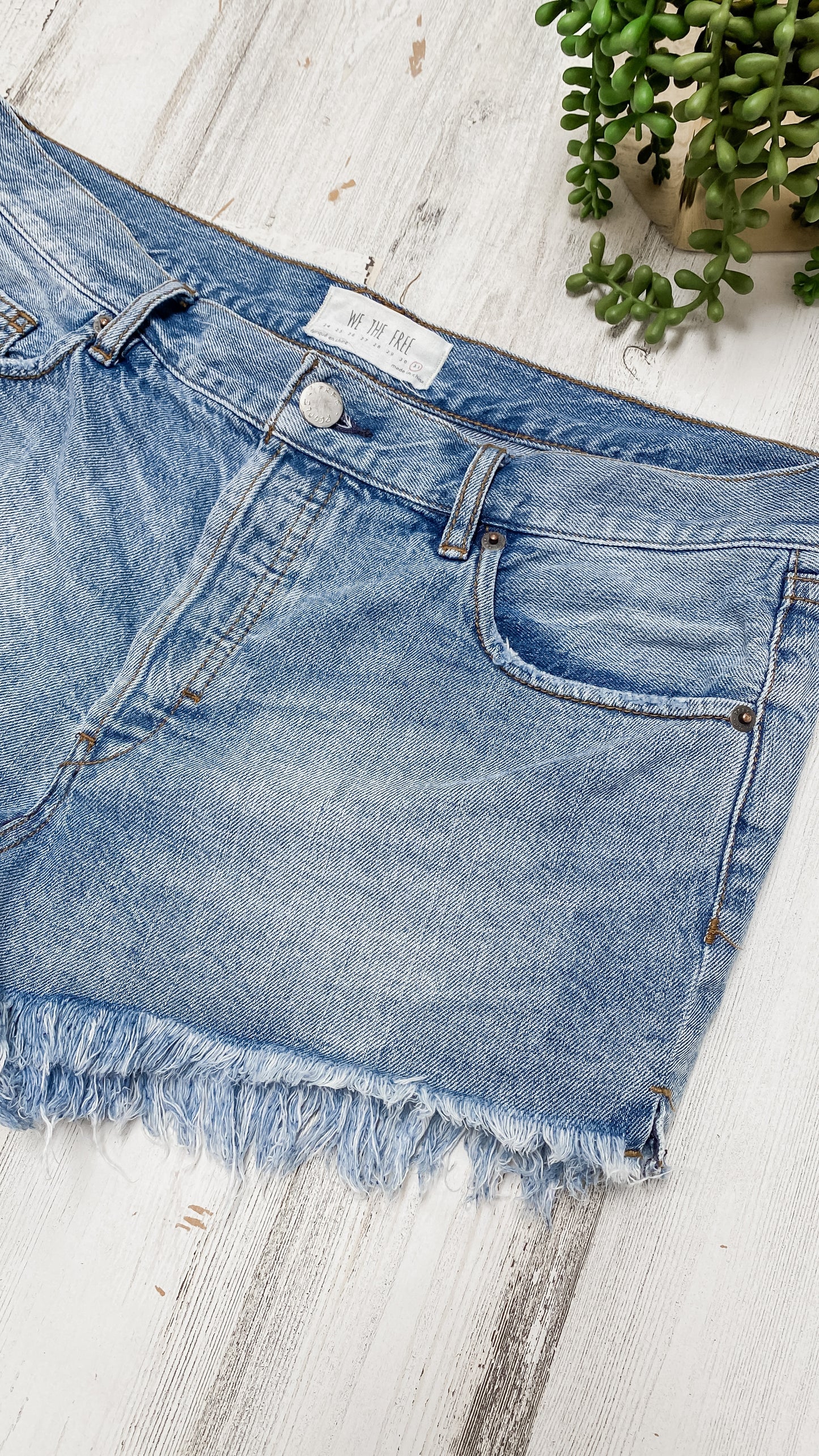 Free People Button Fly Cut Off Jean Shorts (31 or 8)