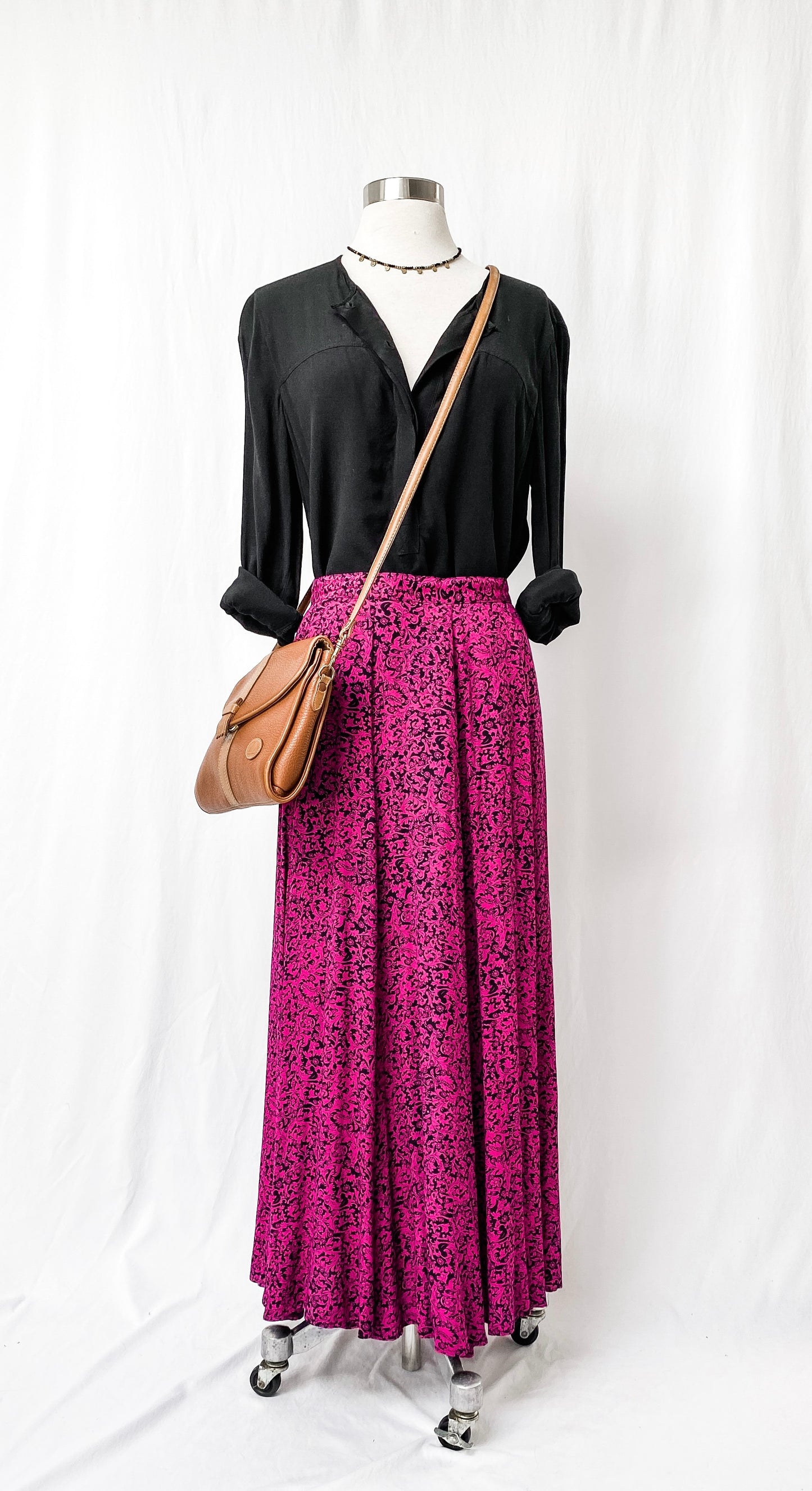 Vintage 90’s Pink & Black Maxi Skirt (S)