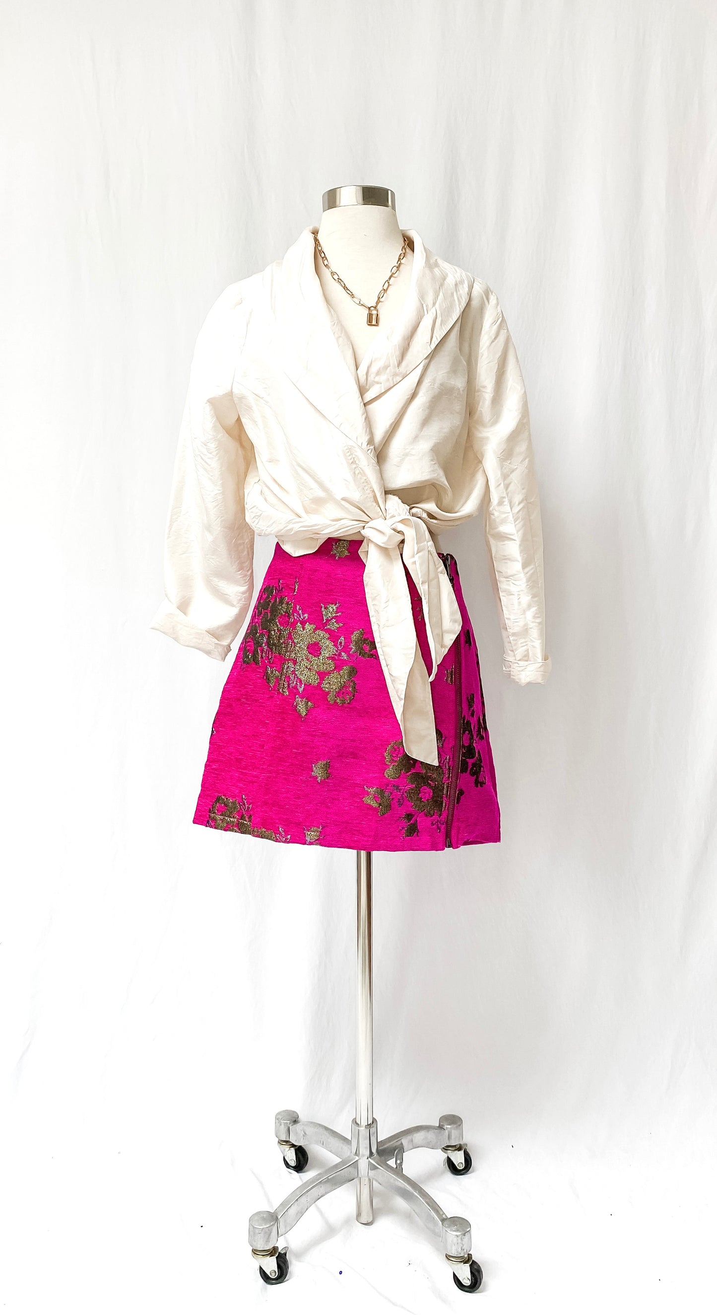 Free People Movin' On Fuchsia & Gold Skirt (4)