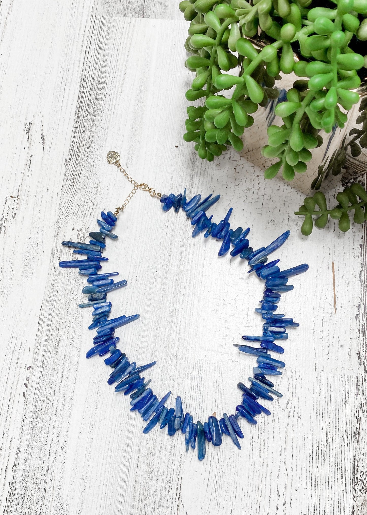 Handmade Blue Stone Statement Necklace