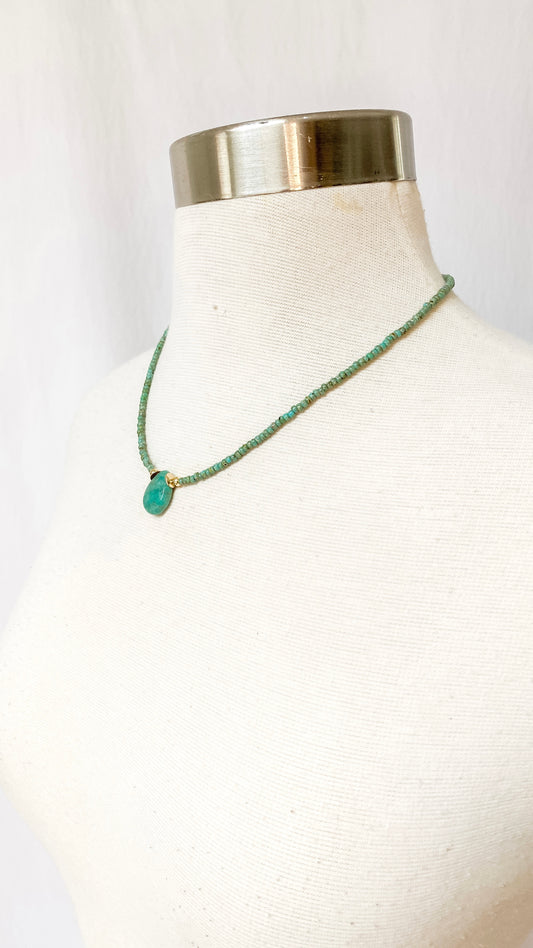 Teardrop Stone & Bead Handmade Necklace