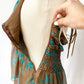 YA YA Brown & Turquoise Silk Halter Top (S)