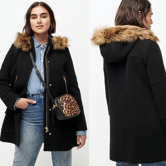 J crew on sale fur hood coat